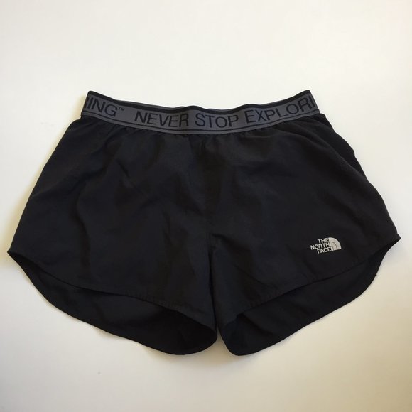 THE NORTH FACE Flashdry Black Logo Print Waistband Panty Insert Active Shorts - Picture 1 of 10